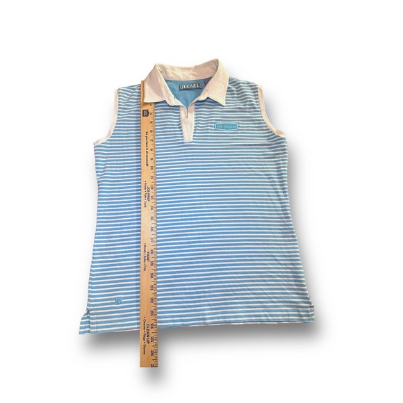 Kate Lord Womens L Blue White Stripe Collared V Neck Players Golf Size - L‎ - Picture 6 of 6
